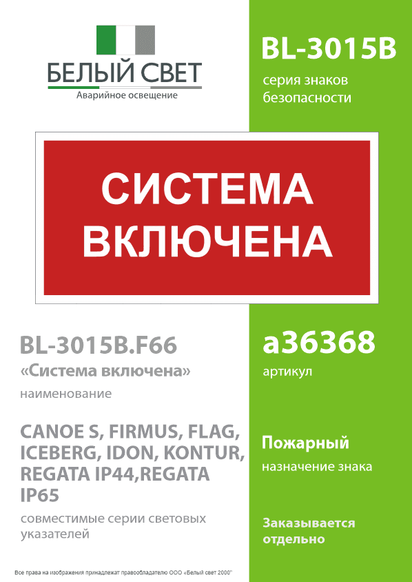 Знак безопасности BL-3015B.F66 Система включена