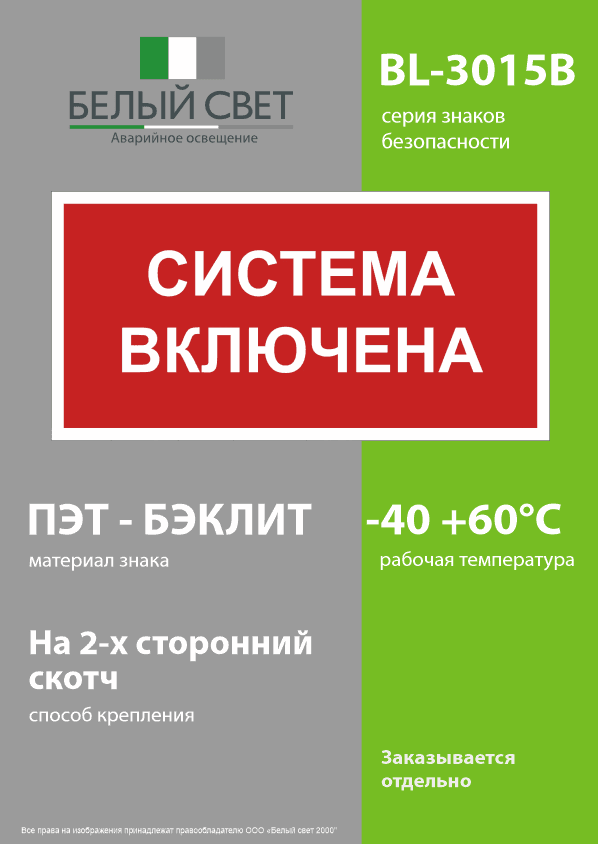 Знак безопасности BL-3015B.F66 Система включена