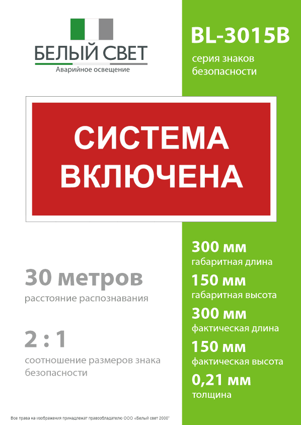 Знак безопасности BL-3015B.F66 Система включена
