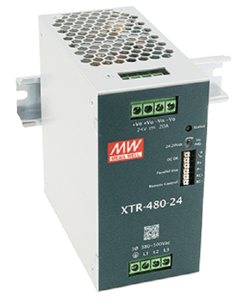 Блок питания AC-DC, 480Вт, ККМ, 3-х ф., вх. 320…600В AC, 47…63450…800В DC, вых.48В10A, (пиковый 20А), рег.  вых 48...55В, изол.3000В AC, в кожухе на DIN-рейку 63х125.2х125мм,-40…+85°С, DC-OK, Дист.ВКЛВЫКЛ., P linkпарал.работа 3+1, 5 лет гарантии, клемма-зажим