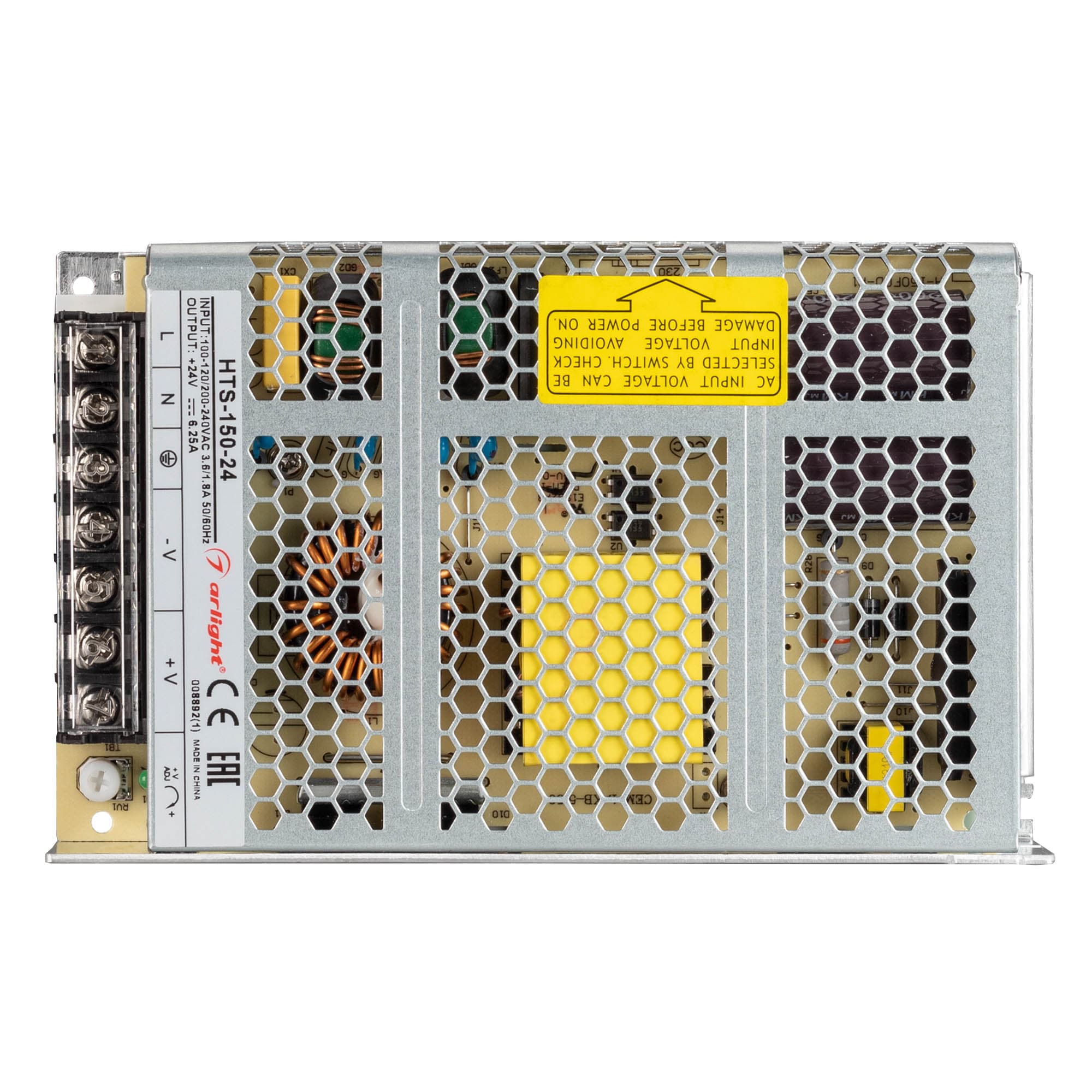 Блок питания HTS-150-24 (24V, 6.2A, 150W) (IP20 Сетка, 3 года)