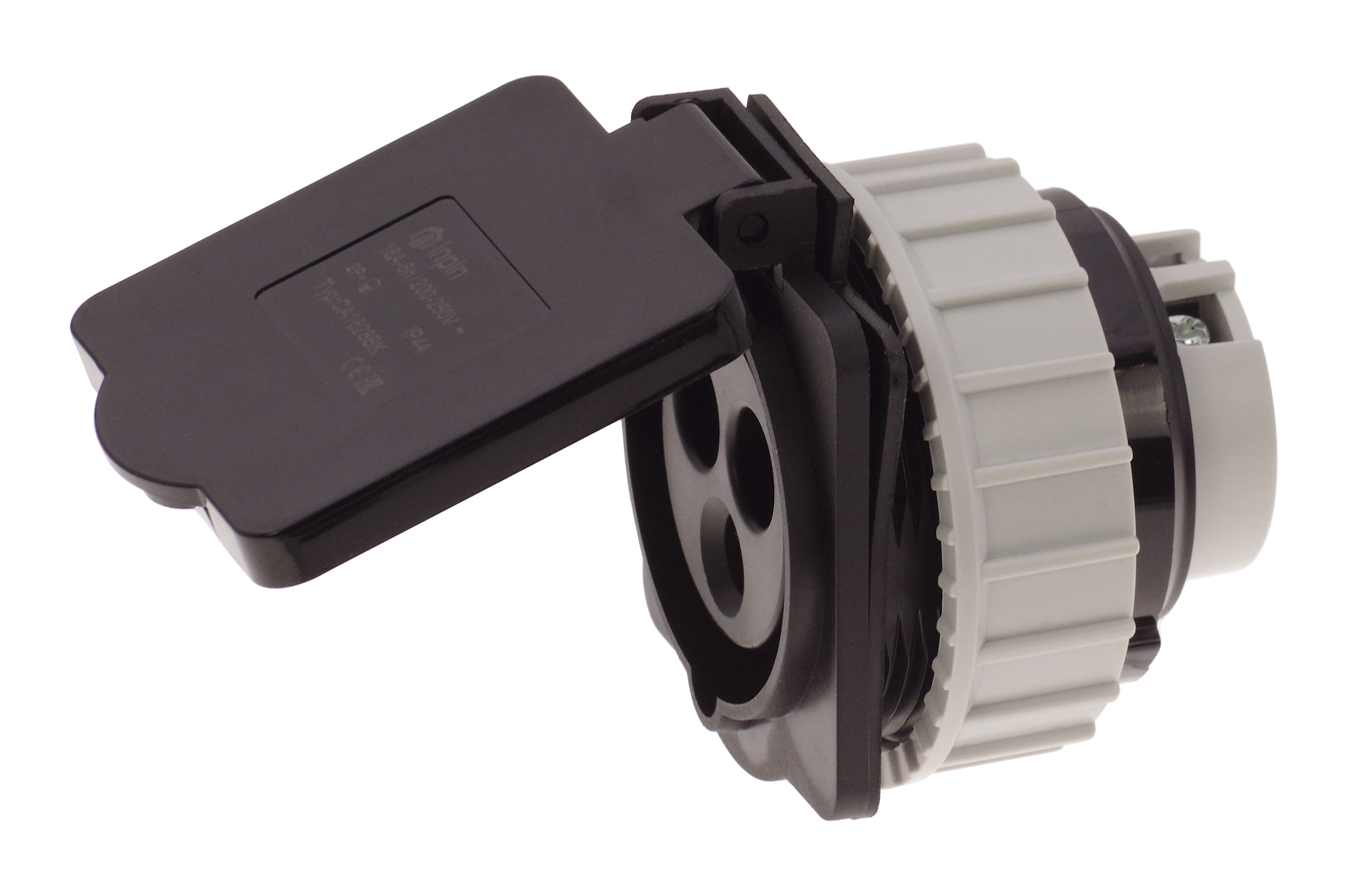 Розетка встраиваемая 16А/230V/1P+N+E/IP44 черная