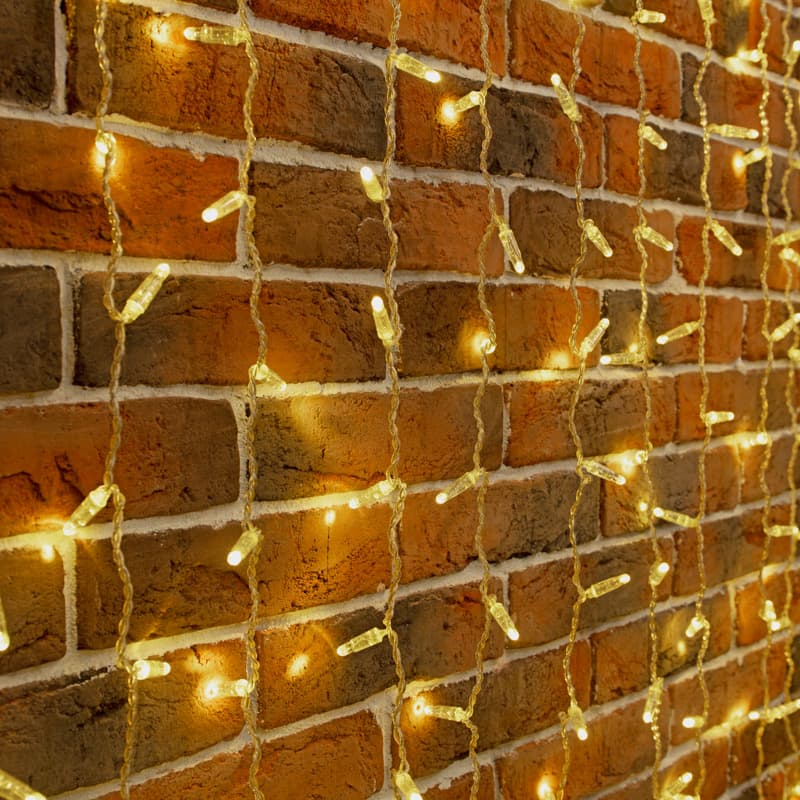 Гирлянда светодиодная Занавес 2х6 м 768 LED теплый белый, прозрачный ПВХ, IP65, эффект мерцания, 230 В нужен блок питания