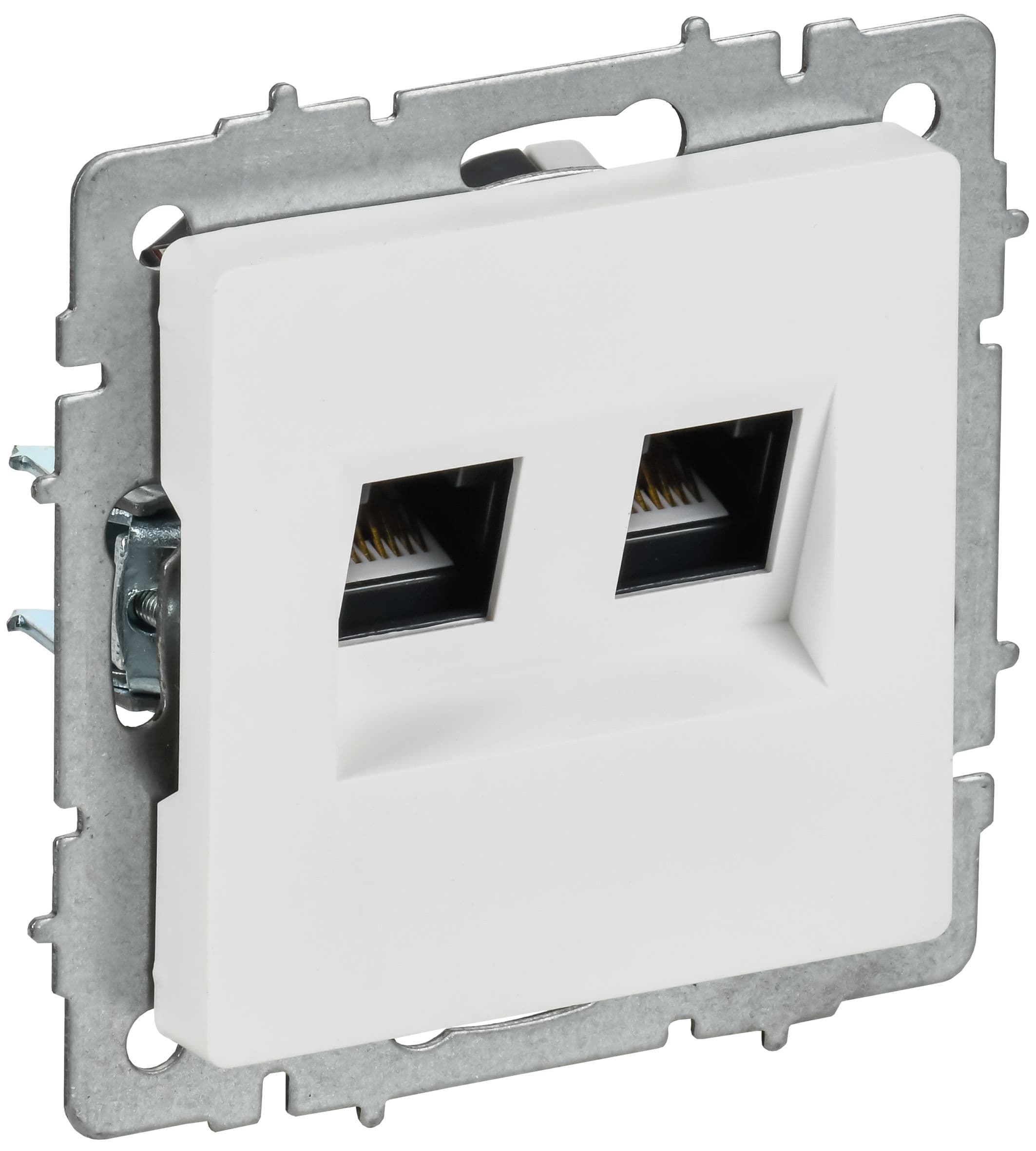 BRITE Розетка компьютерная двойная RJ45 кат.6 РК11-2-БрАБ арктический белый IEK
