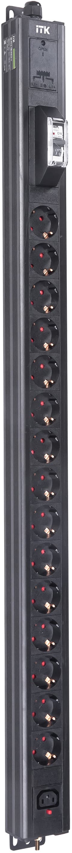 Блок распределения питания ITK BASE PDU PV1111 22U 1ф 16А 15SCHUKO 1C13 2.6м SCHUKO