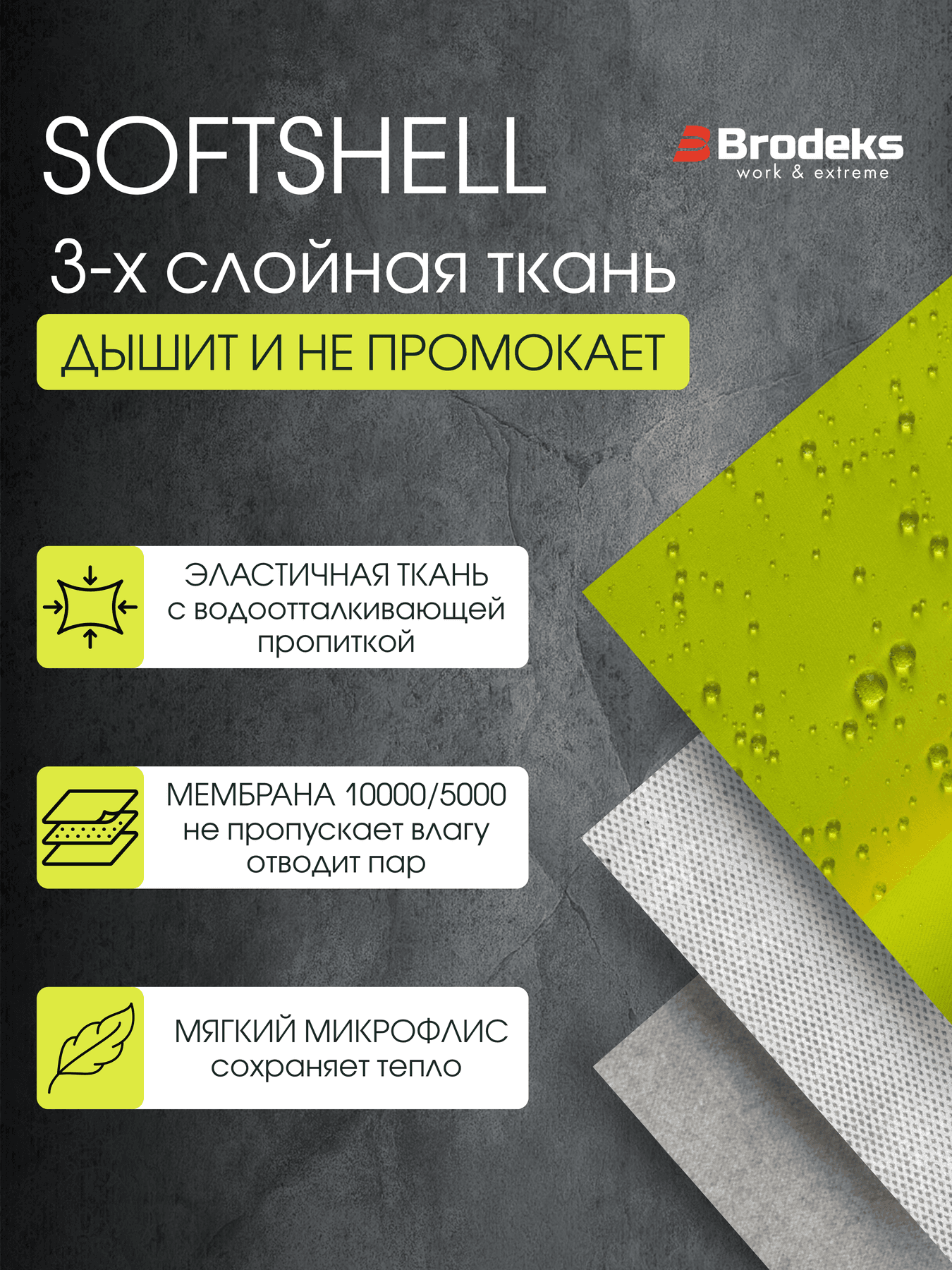 Сигнальная куртка софтшелл Brodeks KS227, желтый/черный (S)