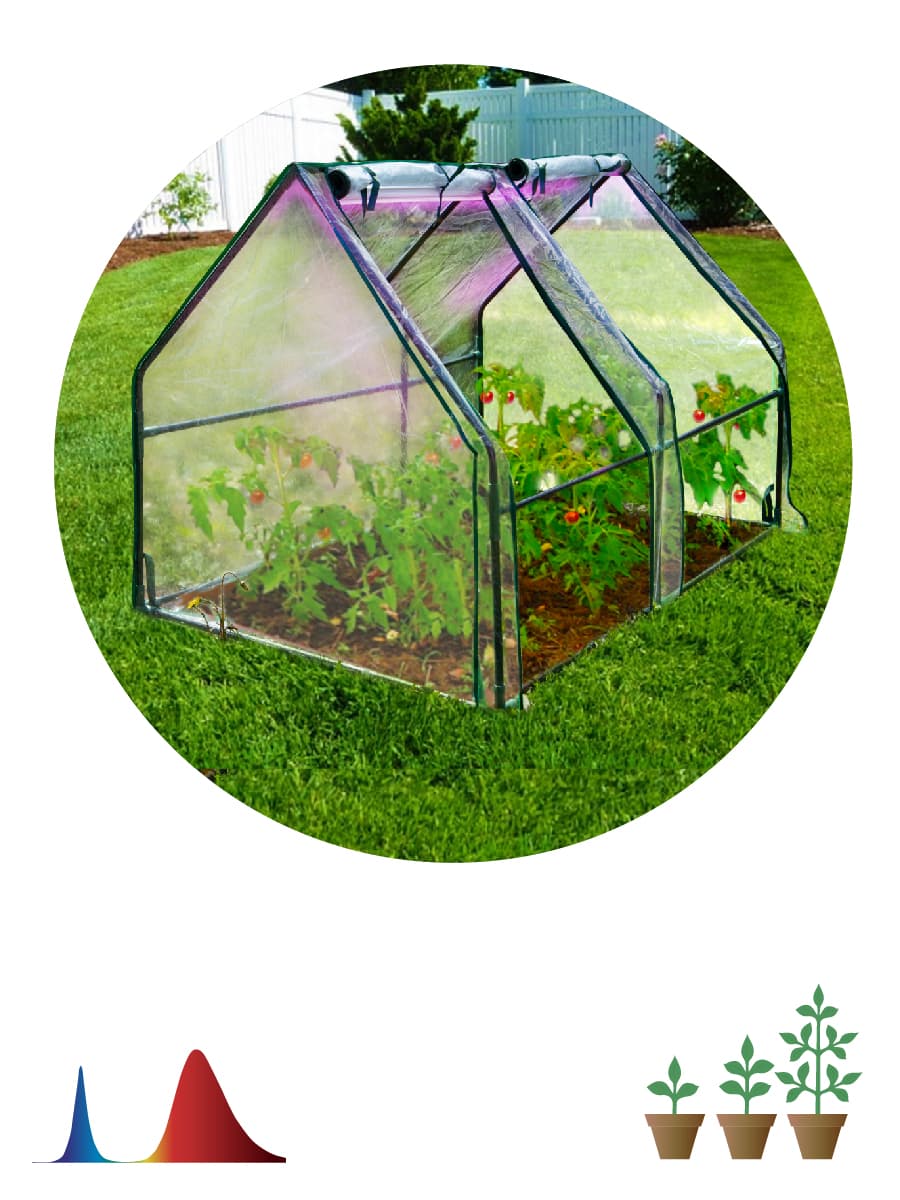 Теплица GREEN APPLE GA-House-medium со светильником в комплекте 1800х900х900 мм 2 отсека