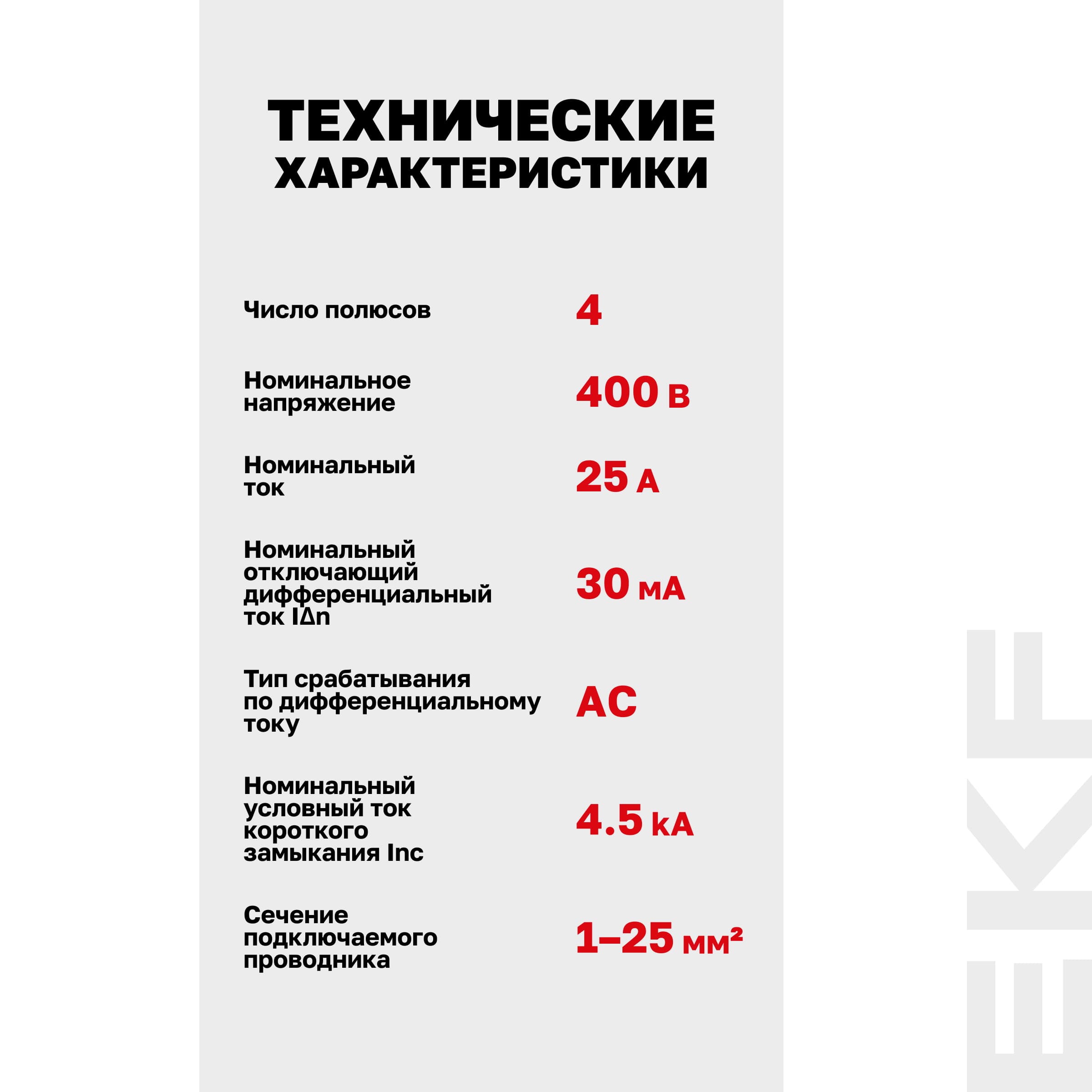 Устройство защитного отключения УЗО 4P 25А/30мА (электронное) Basic