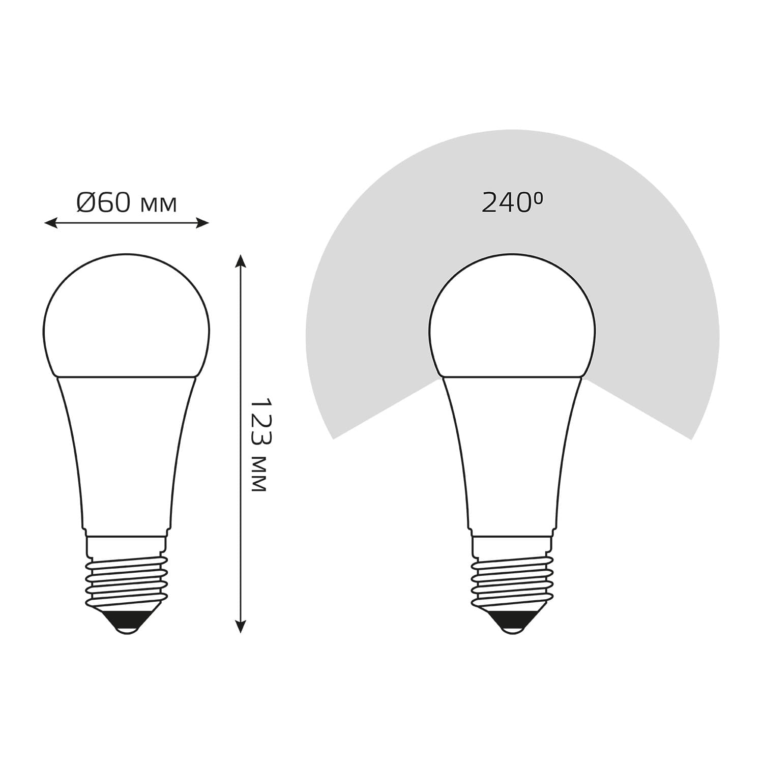 Лампа светодиодная LED 16 Вт 1520 лм 6500К А60 груша холодный E27 AC 220В Black