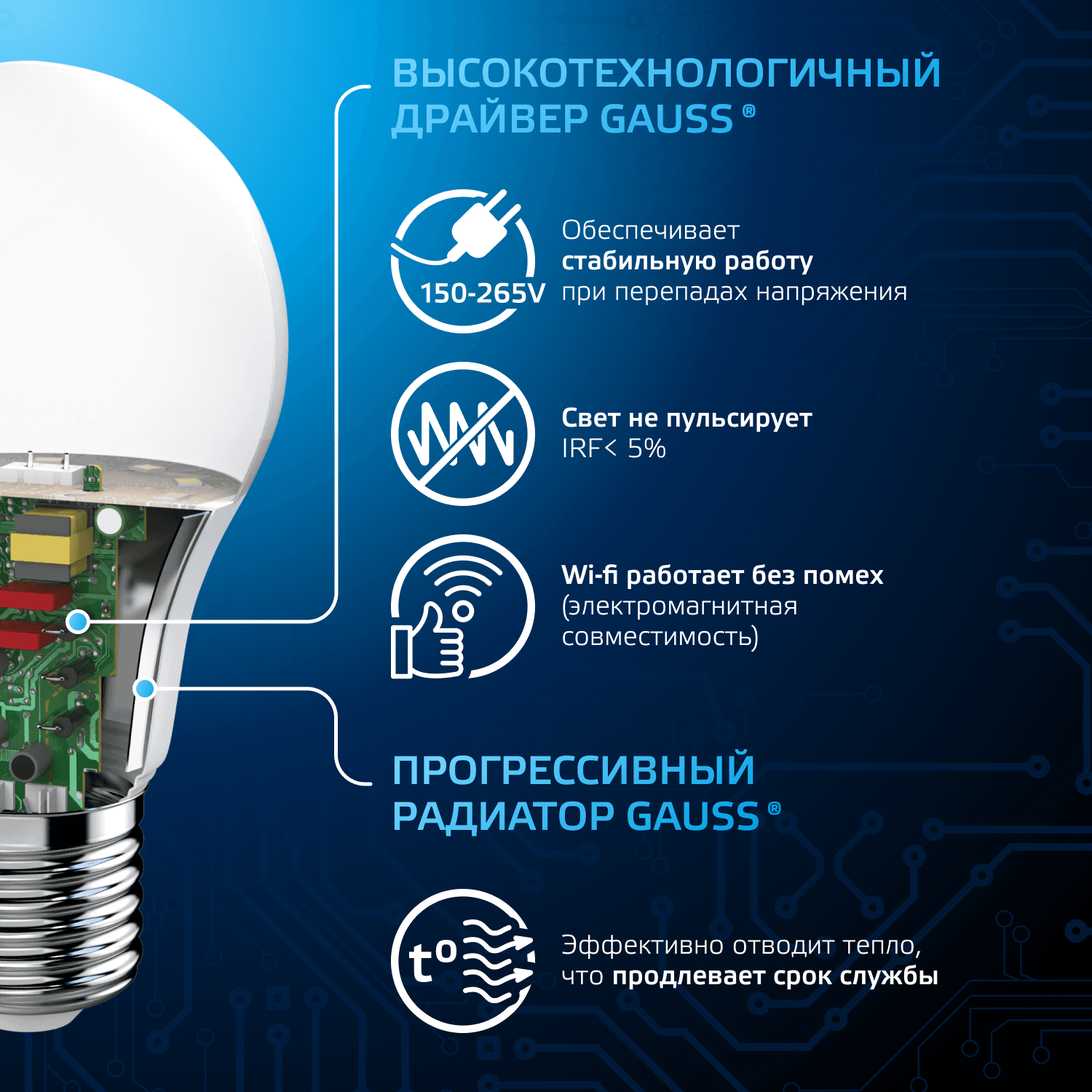 Лампа светодиодная LED 16 Вт 1520 лм 6500К А60 груша холодный E27 AC 220В Black