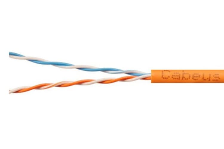 Витая пара UTP (U/UTP), категория 5e, 2 пары (24 AWG), одножильный, LSZH нг(А)-HF, оранжевый, (50м)