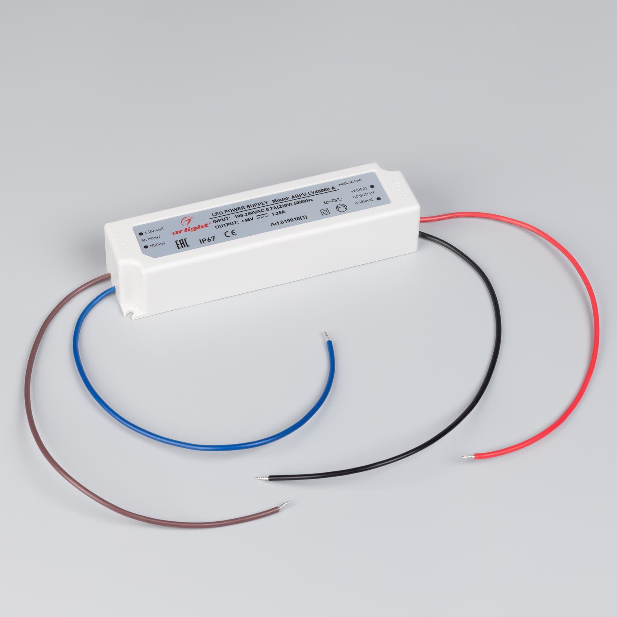 Блок питания ARPV-LV48060-A (48V, 1.3A, 60W) (IP67 Пластик, 3 года)