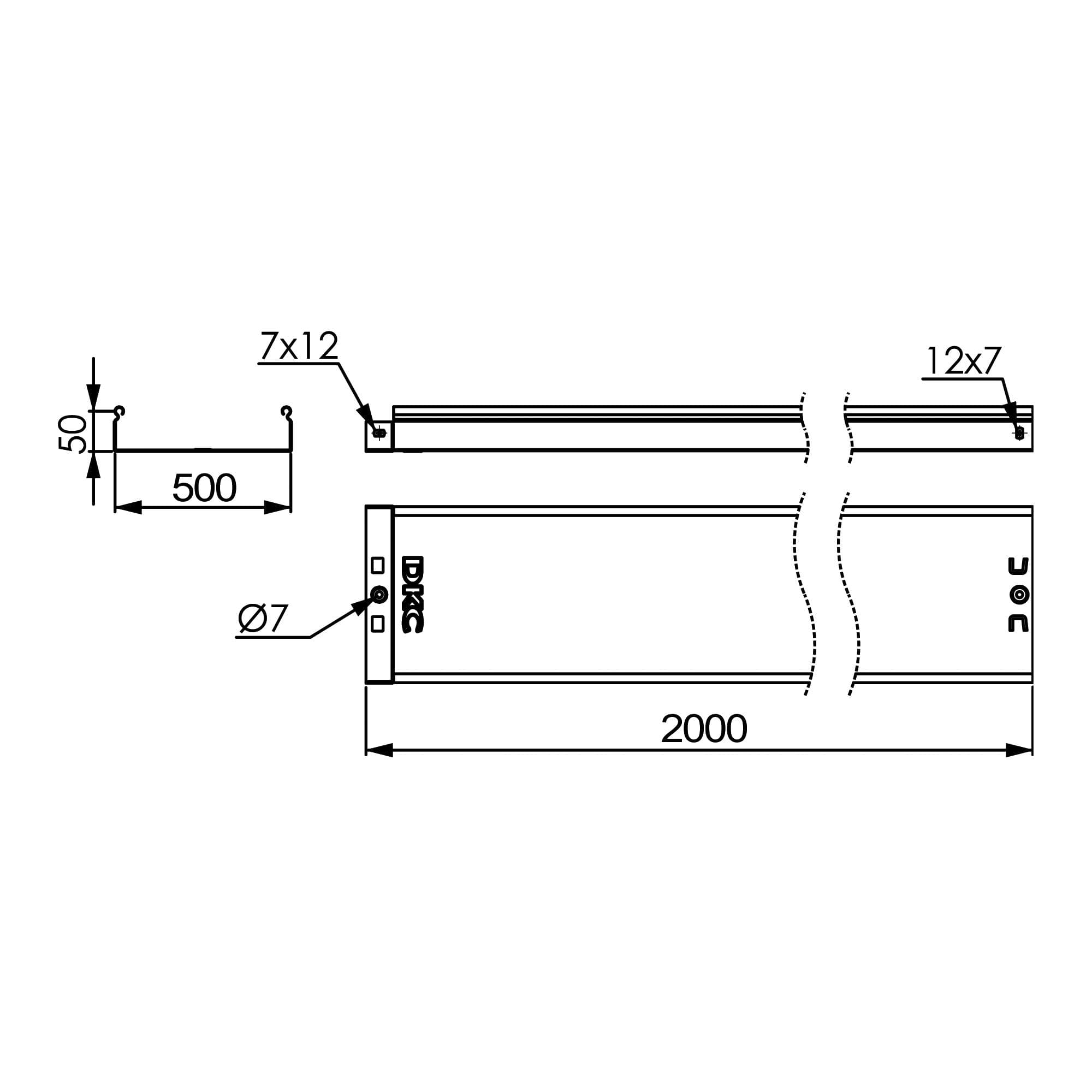 Лоток 500х50 L2000, горячеоцинкованный