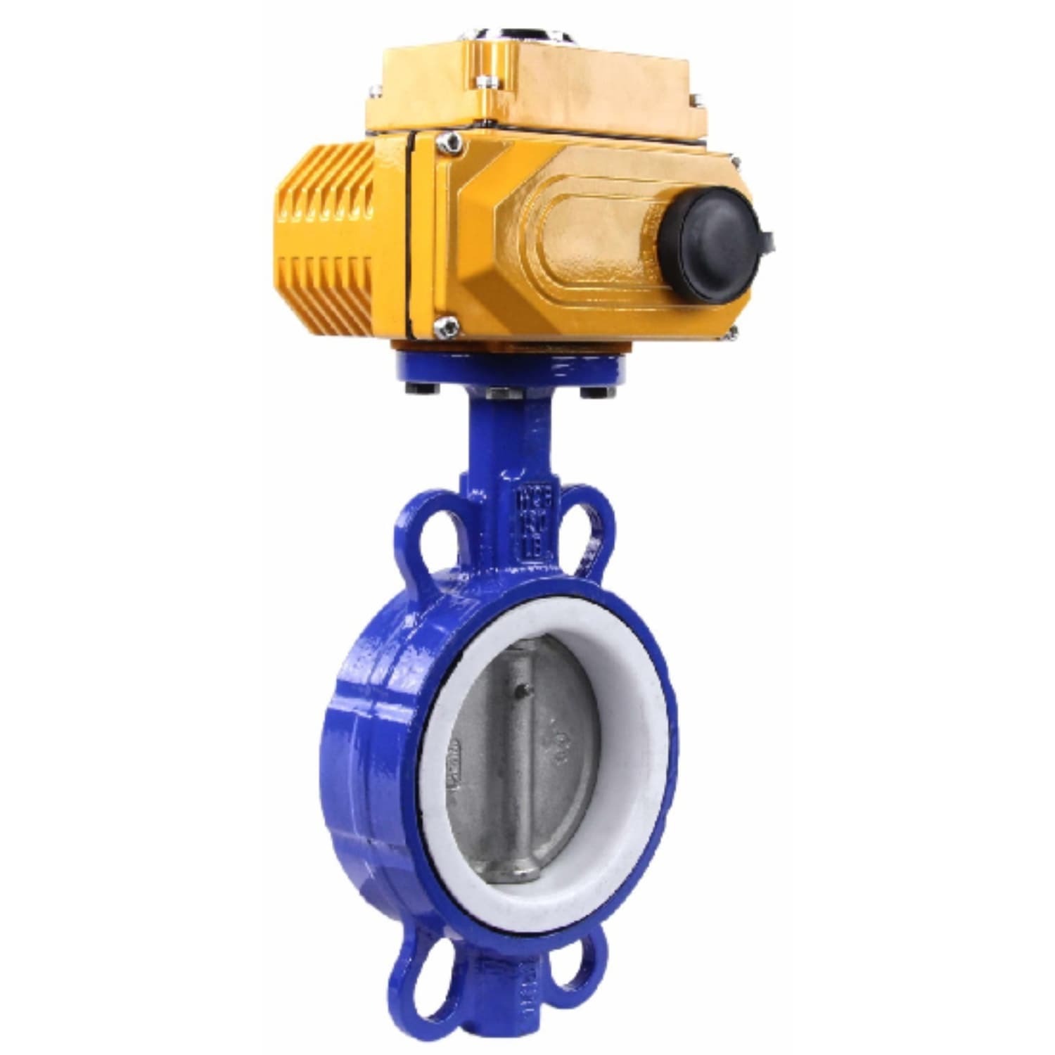 Затвор дисковый поворотный WCB-316-PTFE-2W-Fb Ду100 Ру16 корпус углеродистая сталь WCB, диск нержавеющая сталь 316L, уплотнение PTFE, с четвертьоборотным электроприводом QT-015-220-0-10В