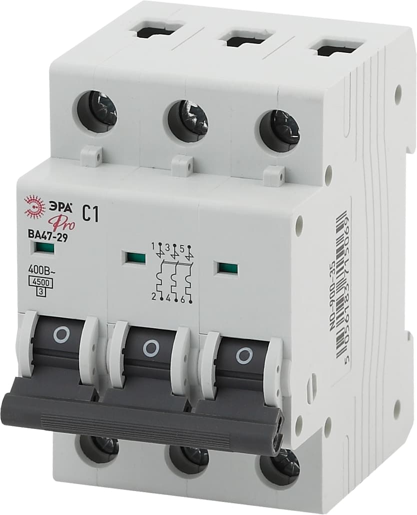 Выключатель автоматический PRO NO-900-35 ВА47-29 3P 1А кривая C 4,5кА