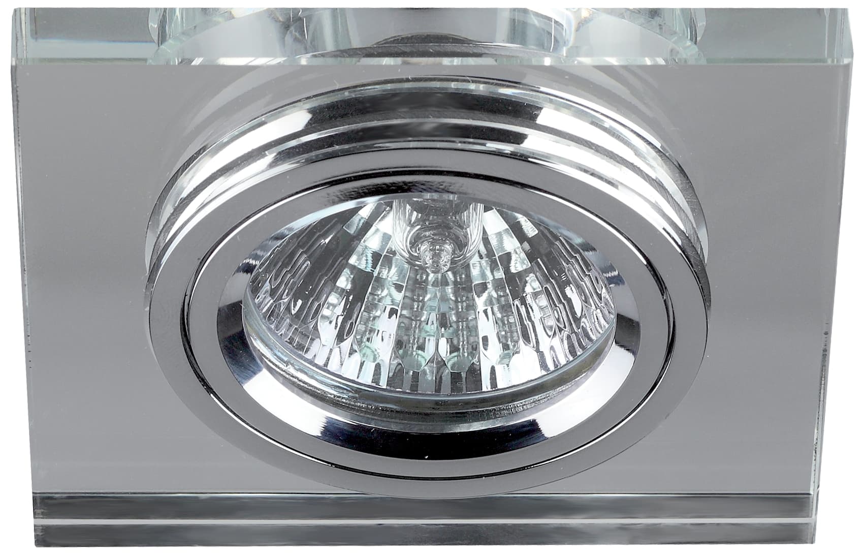 Светильник декор стекло квадрат MR16,12V/220V, 50W, хром/зеркальный DK8 CH/WH