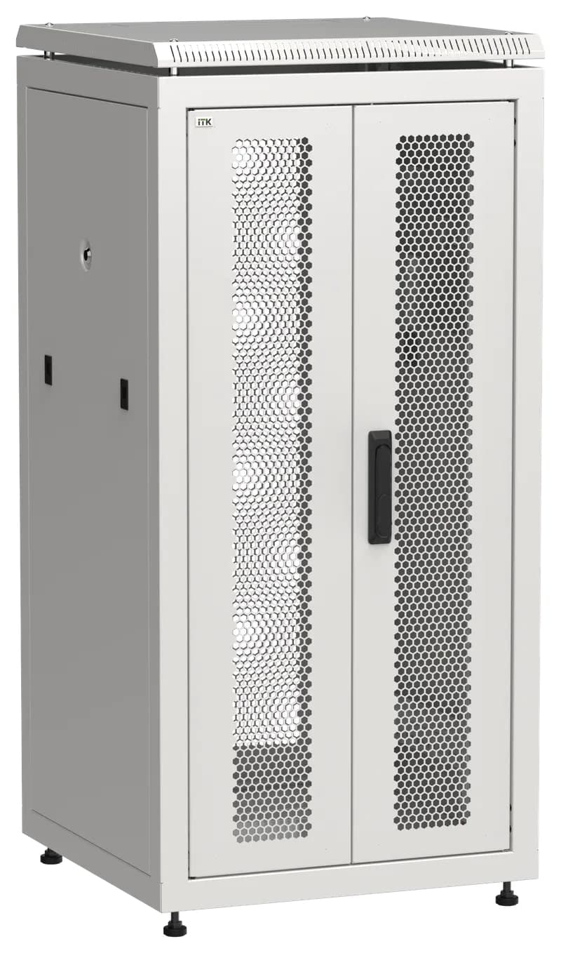 Шкаф напольный сетевой 19' LINEA N 24U 600х600мм передняя распашная перфорированная дверь задняя перфорированная серый