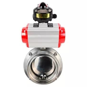 Затвор дисковый поворотный 304-304-Sil-2W-T-H Ду80 Ру10 пищевая нержавеющая сталь 304, уплотнение Silicon, с пневмоприводом DA-065 и БКВ LSB-510-02ExM12-250