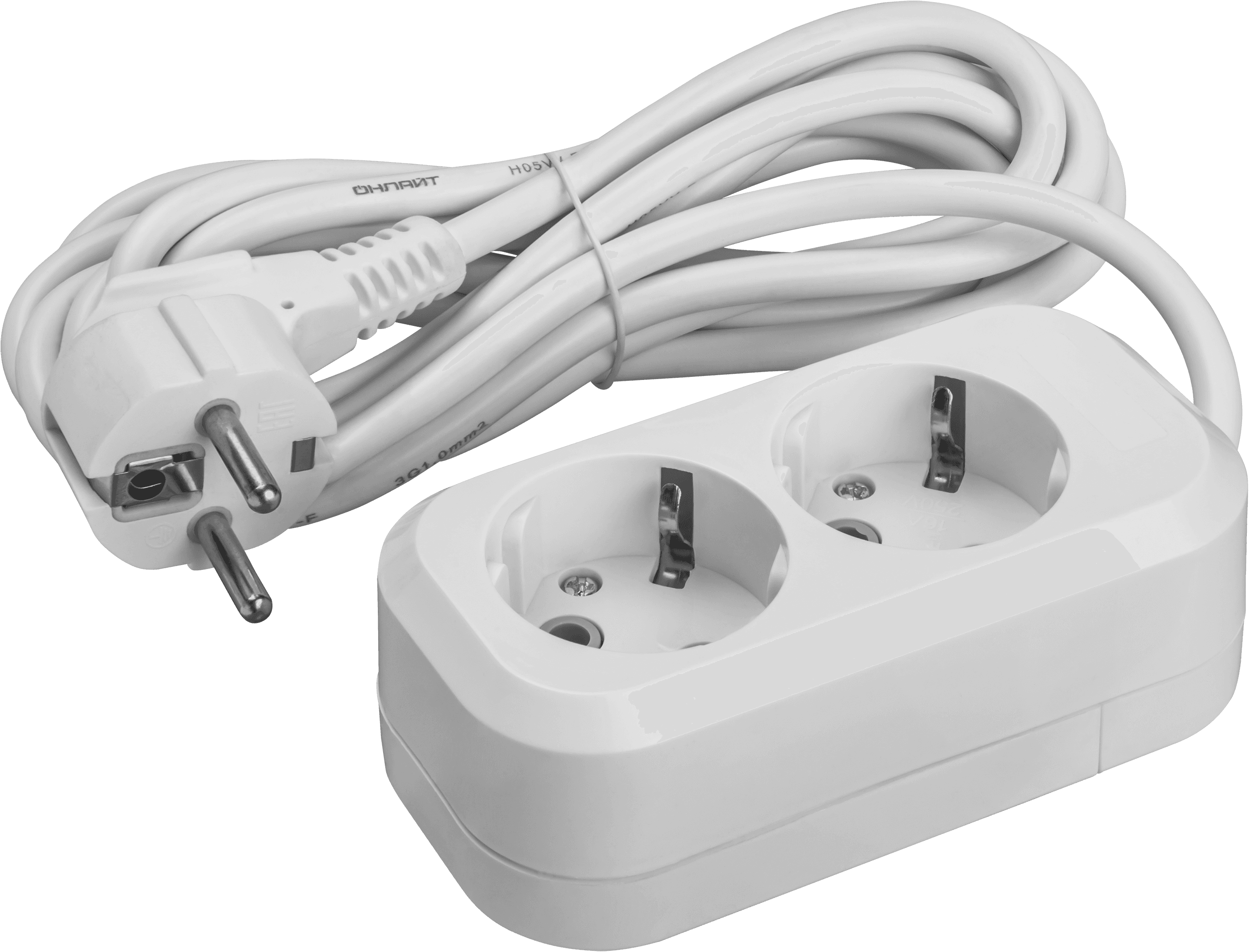 Удлинитель бытовой OPE-S-02-500-E-3x1 с заземлением 2 розетки 5м ПВС 3х1 3500 Вт