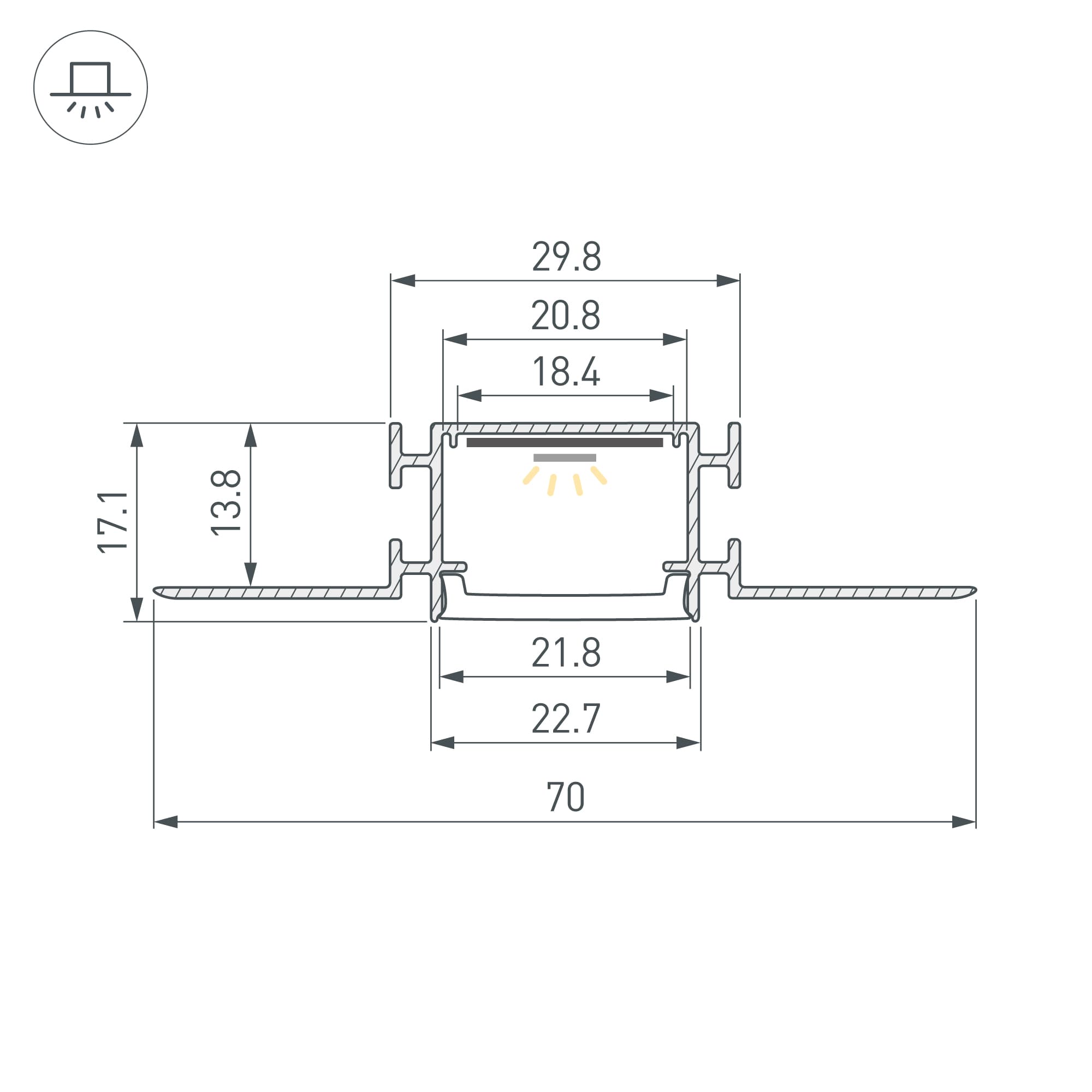 Профиль FANTOM-BENT-W23-SIDE-2000 ANOD (Алюминий)