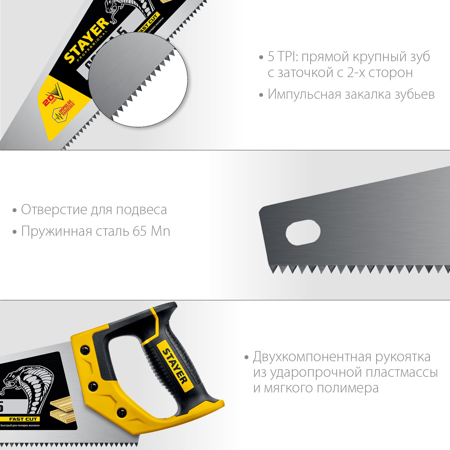 Ножовка по дереву Cobra 5 400 мм