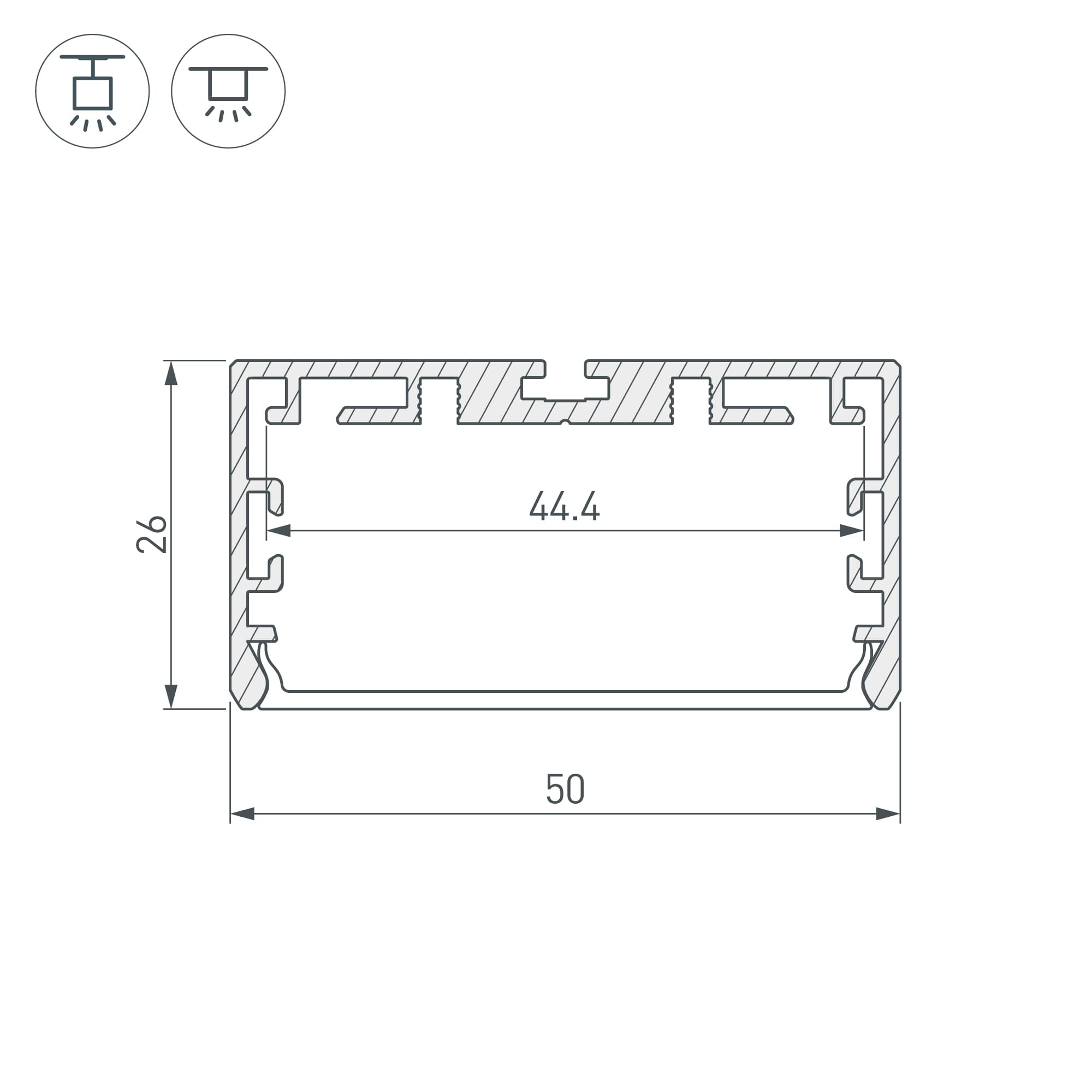Профиль PLS-LOCK-W50-SMT-2000 ANOD (Алюминий)