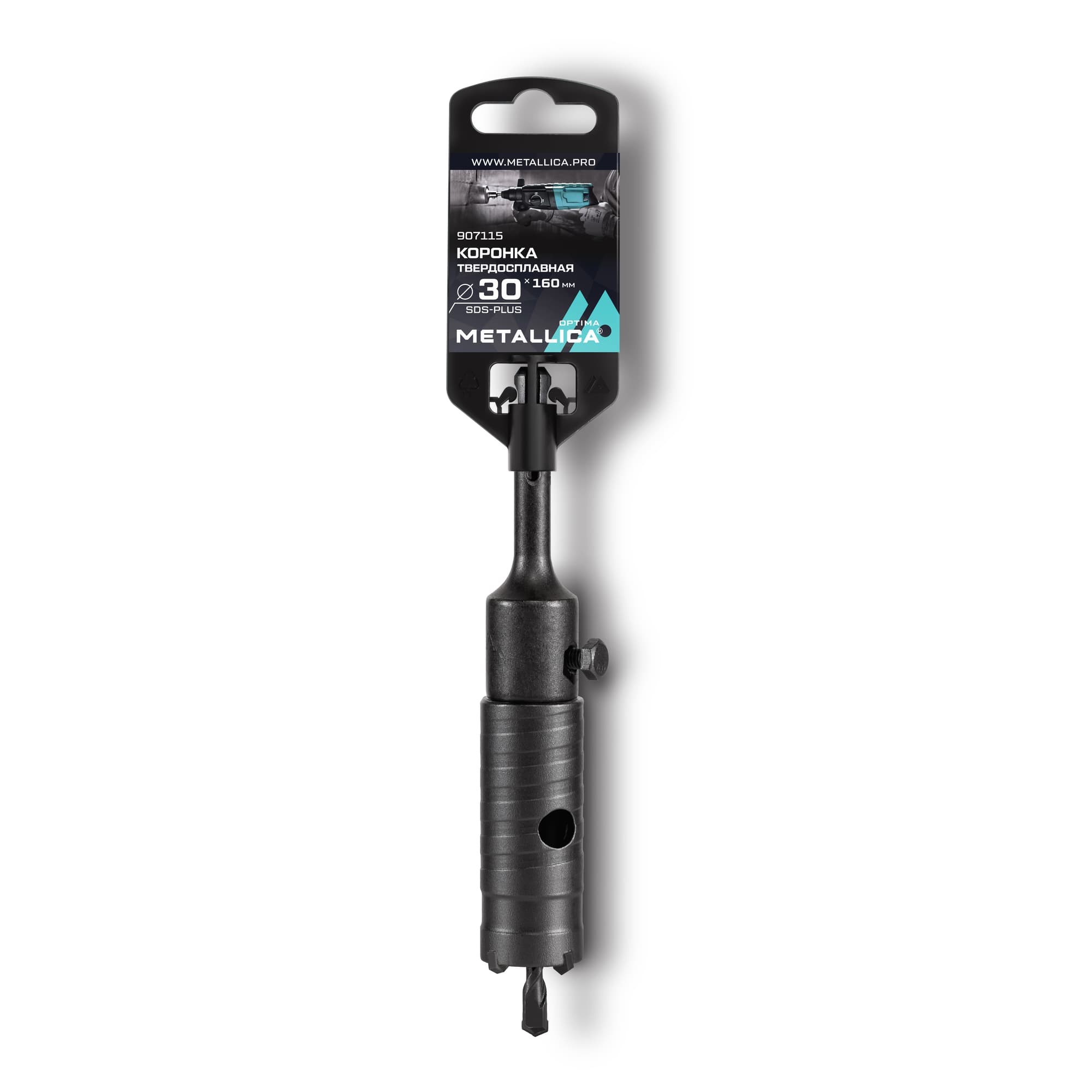 Коронка тв. спл. SDS-plus 30x160/100 мм, h=50мм, М22,0х2,0 мм, с адаптером
