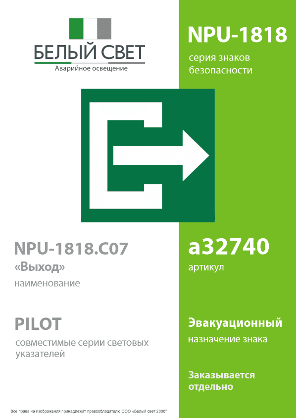 Знак безопасности NPU-1818.C07''Выход''