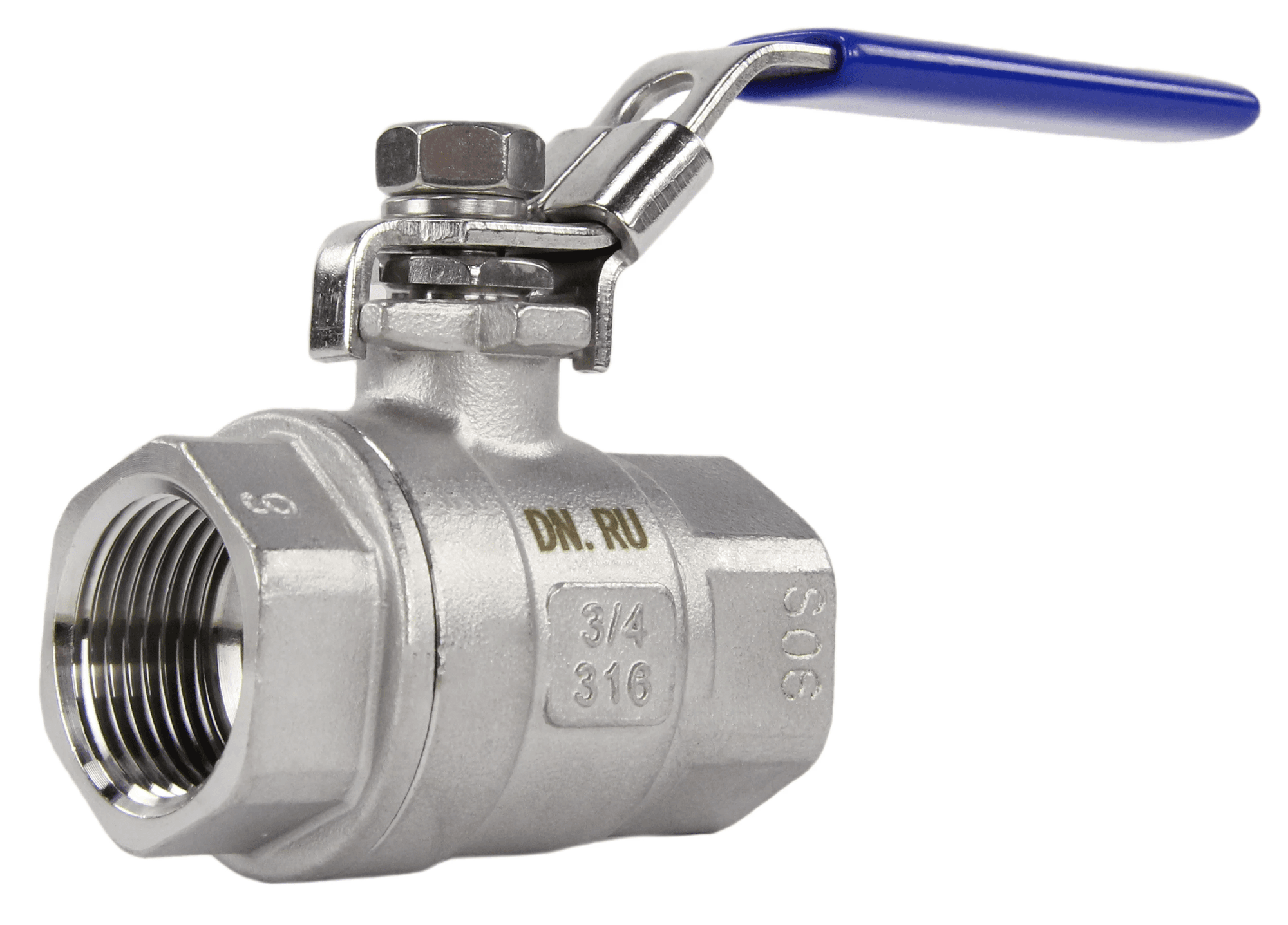 Кран шаровой 316-316-PTFE-140 Ду20 Ру140 нержавеющая сталь 316, уплотнение PTFE, полнопроходной, резьбовой, с рукояткой
