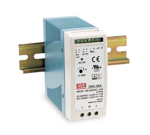 Блок питания AC-DC с функцией UPS, 40Вт, вход 90-264В АС,127-370В DC, выход1: 27.6В,0-1.45 (0.95 ном.) А, выход зарядного устройства 27.6В,0.5А, в корпусе