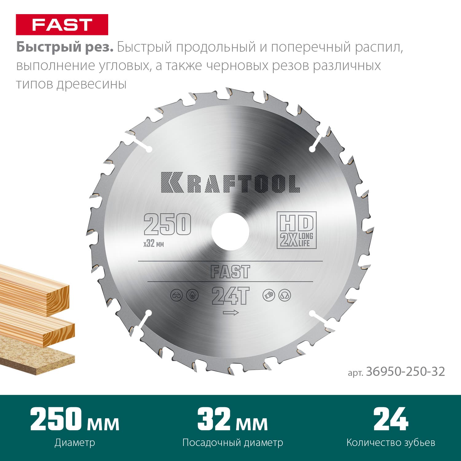 Диск пильный по дереву Fast 250х32мм 24Т