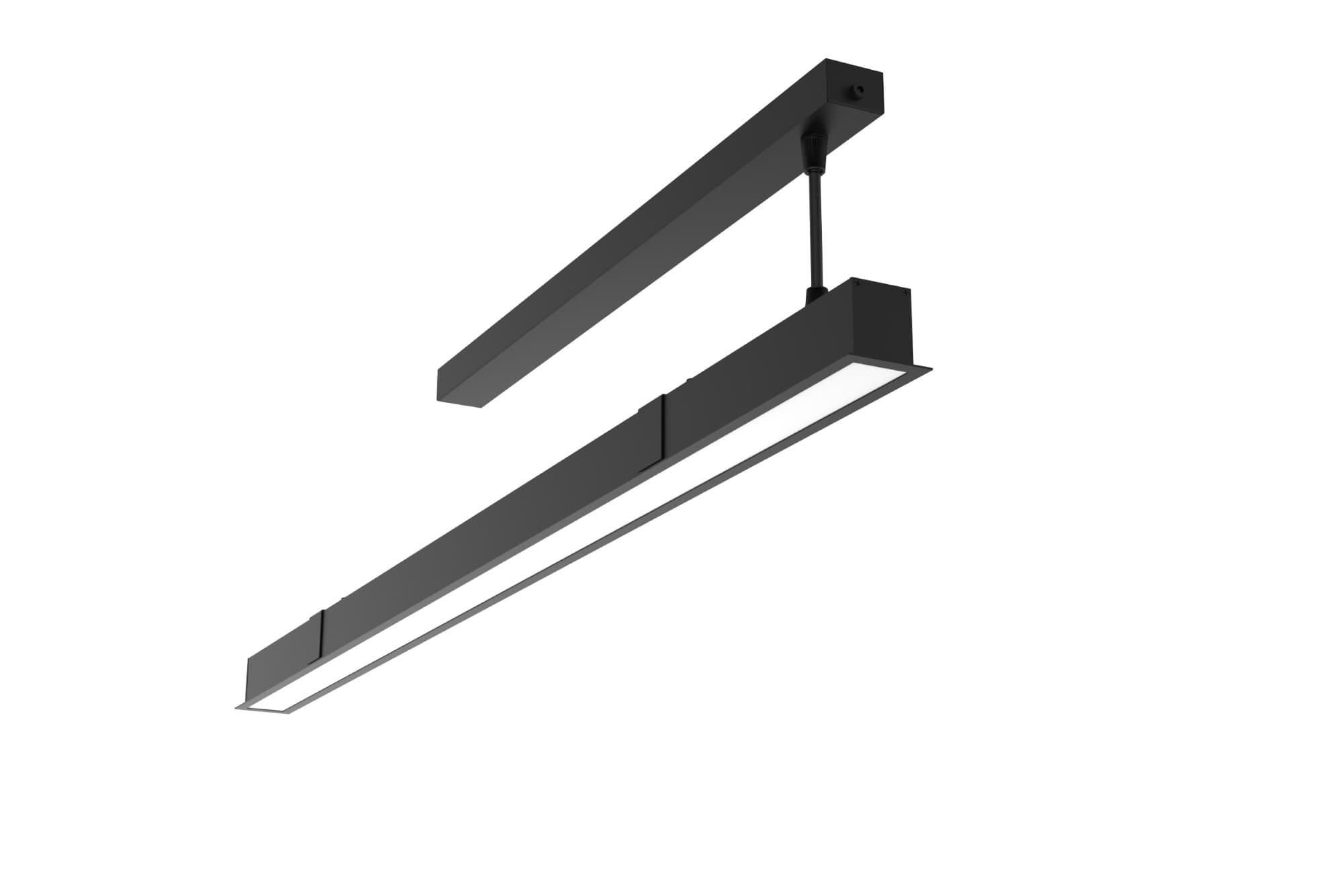 Светильник светодиодный Angusta Intus 1518x50x65мм встраиваемый 52 Вт 4000 К CRI 90 IP40 RAL9005 черный с рассеивателем опал, диммируемый по протоколу DALI