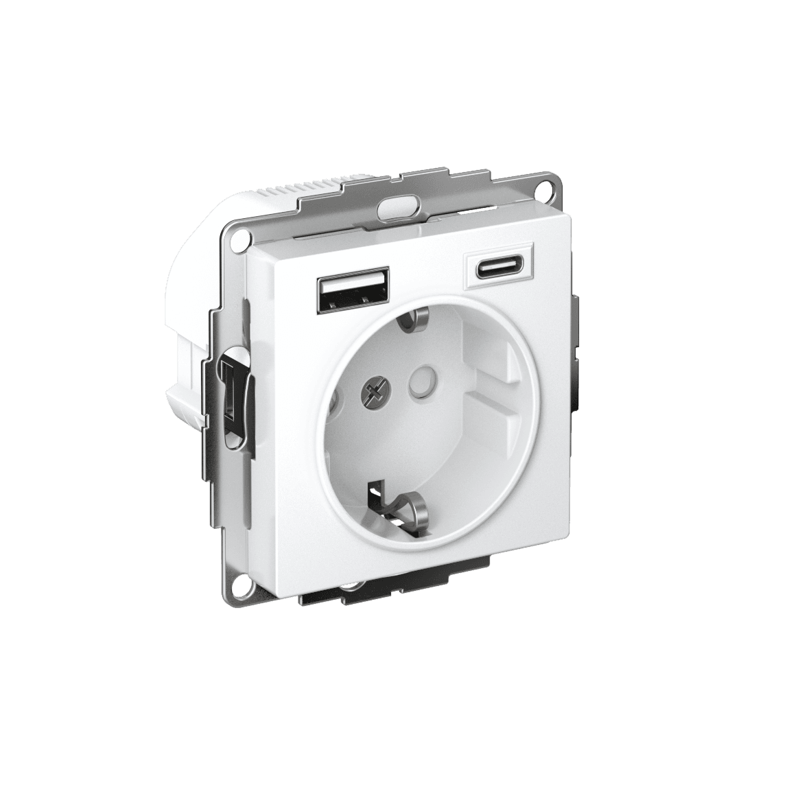 РОЗЕТКА 16А с 2 USB A+C, мех, БЕЛЫЙ