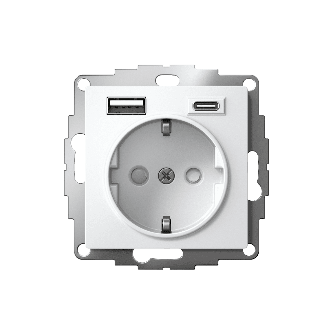 РОЗЕТКА 16А с 2 USB A+C, мех, БЕЛЫЙ
