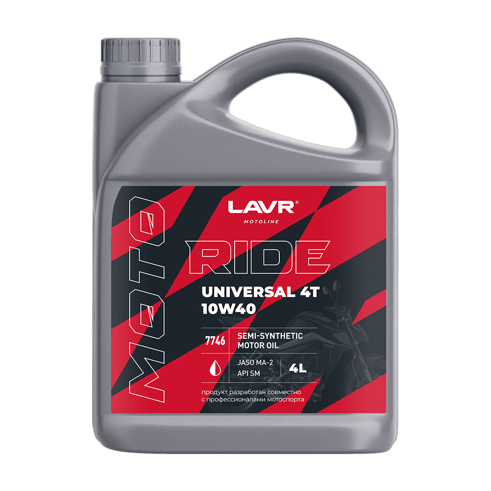 LAVR MOTO Моторное масло RIDE UNIVERSAL 4Т 10W40 SM, 4 л