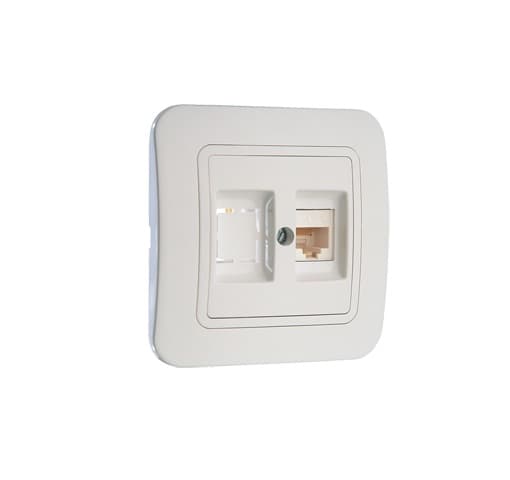 Lillium бел/бел розетка CAT5e + гнездо