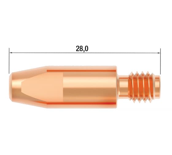 Наконечник контактный M6х28 мм CuCrZr D 0.9 мм (25 шт.)