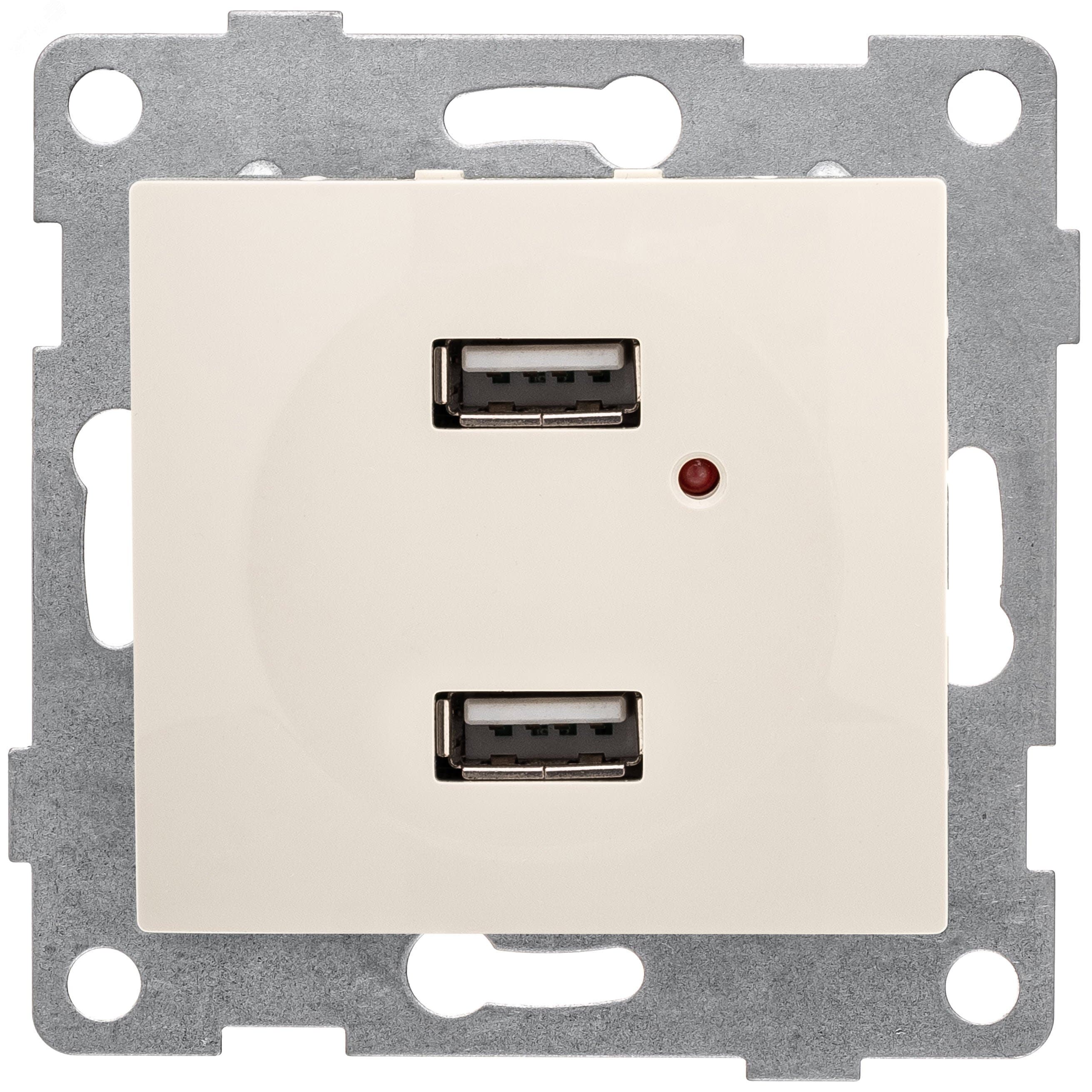 Розетка USB Bravo, механизм, двойной, бежевый