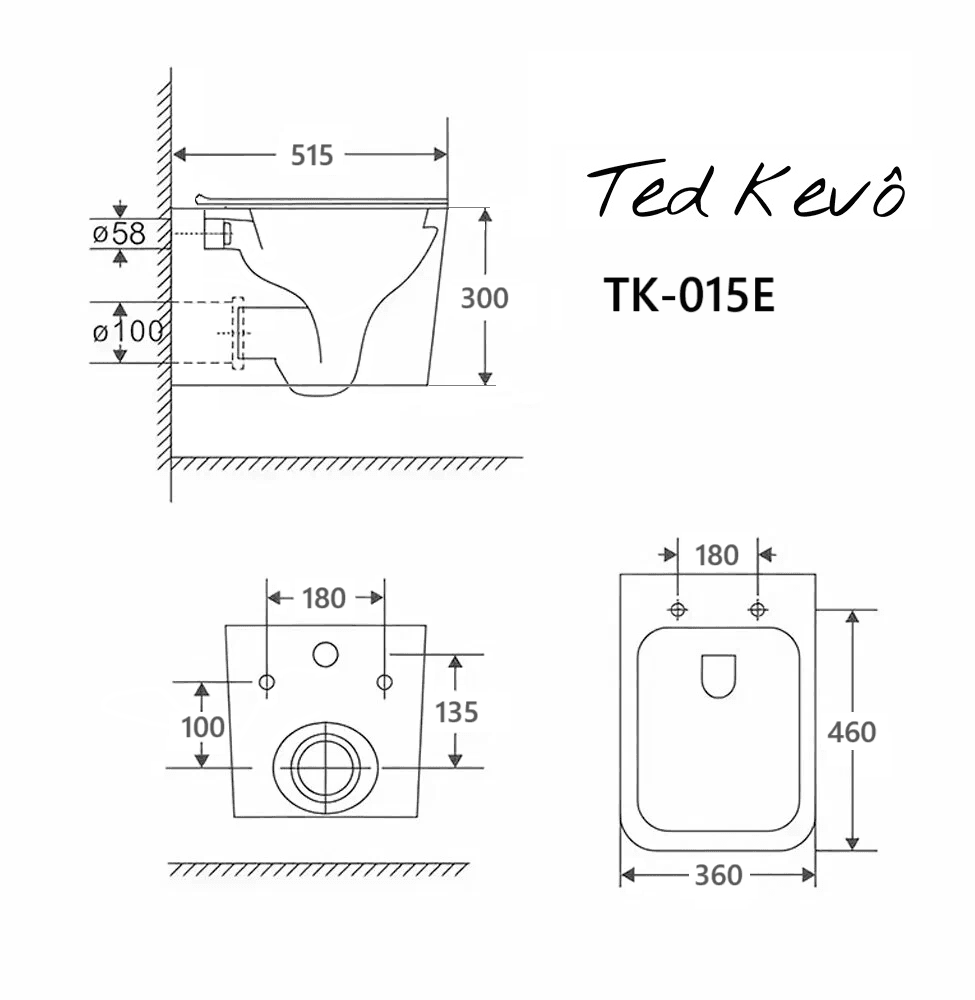 Унитаз подвесной Ted Kevo TK-015E безободковый с микролифтом