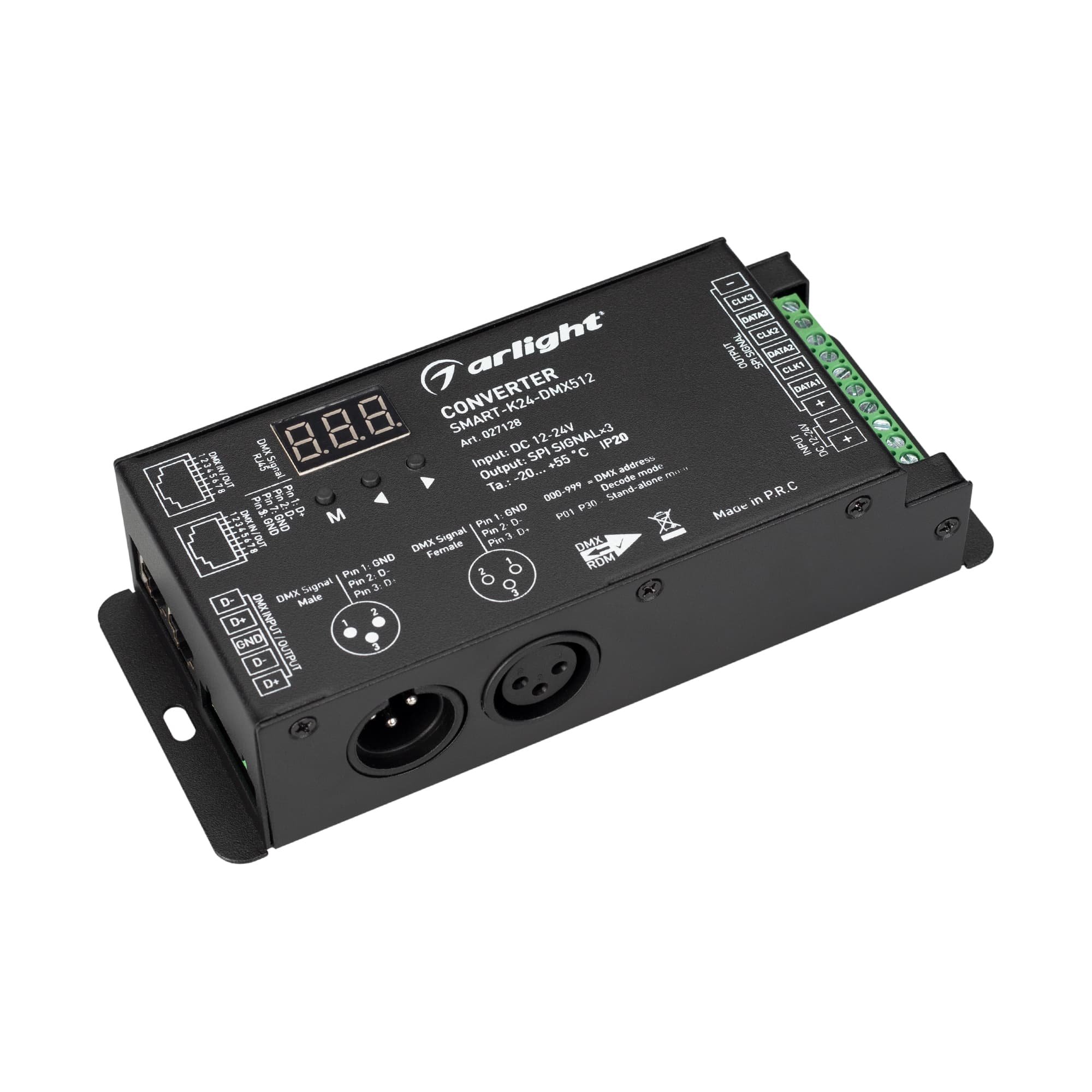 Конвертер SMART-K24-DMX512 12-24V, SPI, 2.4G ARL, IP20 металл, 5 лет
