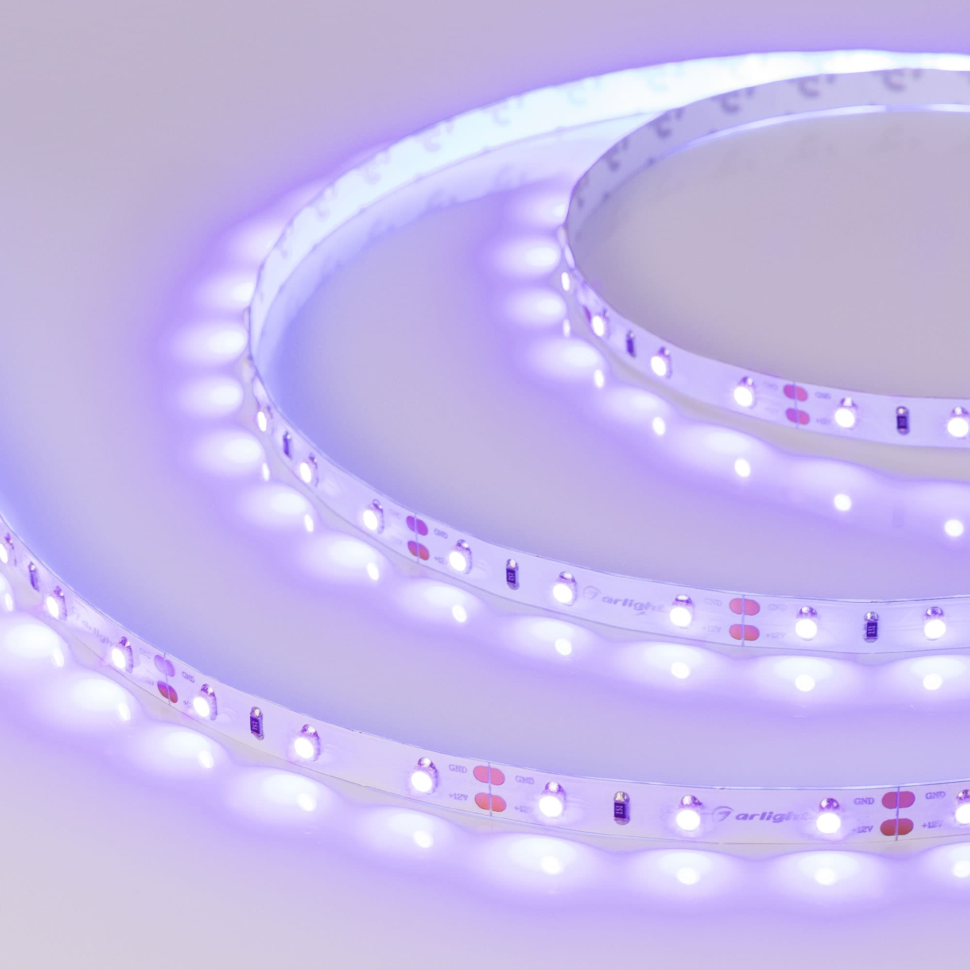 Лента светодиодная 4.8 Вт/м 12В Ультрафиолет IP20 60LED/м RT-A60-8-11mm SMD 2835 5 м