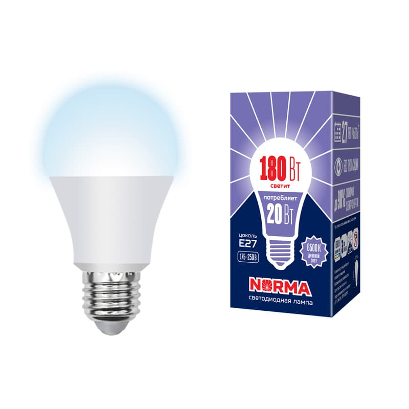 Лампа светодиодная LED-A65-20W/DW/E27/FR/NR форма A, матовая, Norma, дневной (6500K)