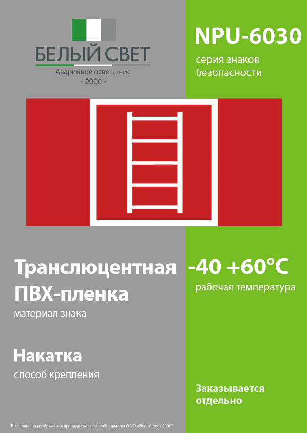 Знак безопасности NPU-6030.F03''Пожарная лестница''