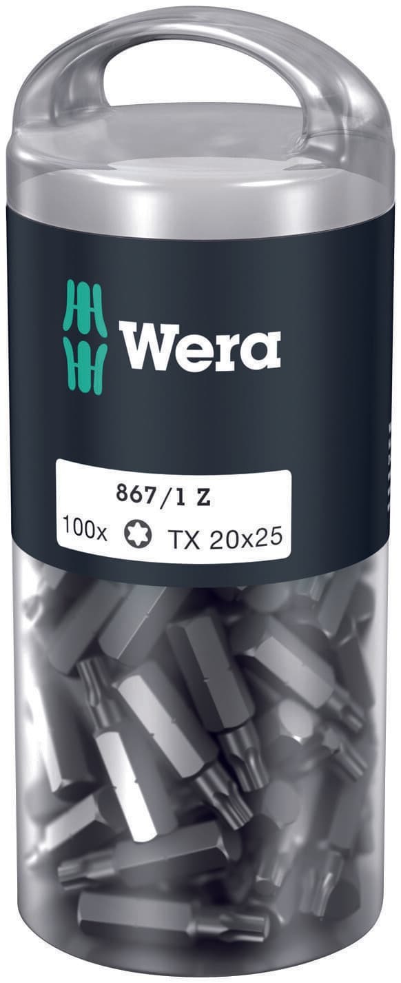 Набор бит 867/1 Z DIY 100 TORX 20 вязкая твердость хвостовик 1/4 C 6.3 TX 20X25 мм 100 шт с держателем-еврослот