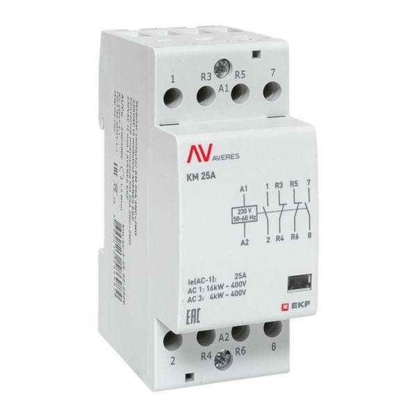 Контактор модульный КМ 25А 2NC+2NO 230VAC (2 мод.) AVERES