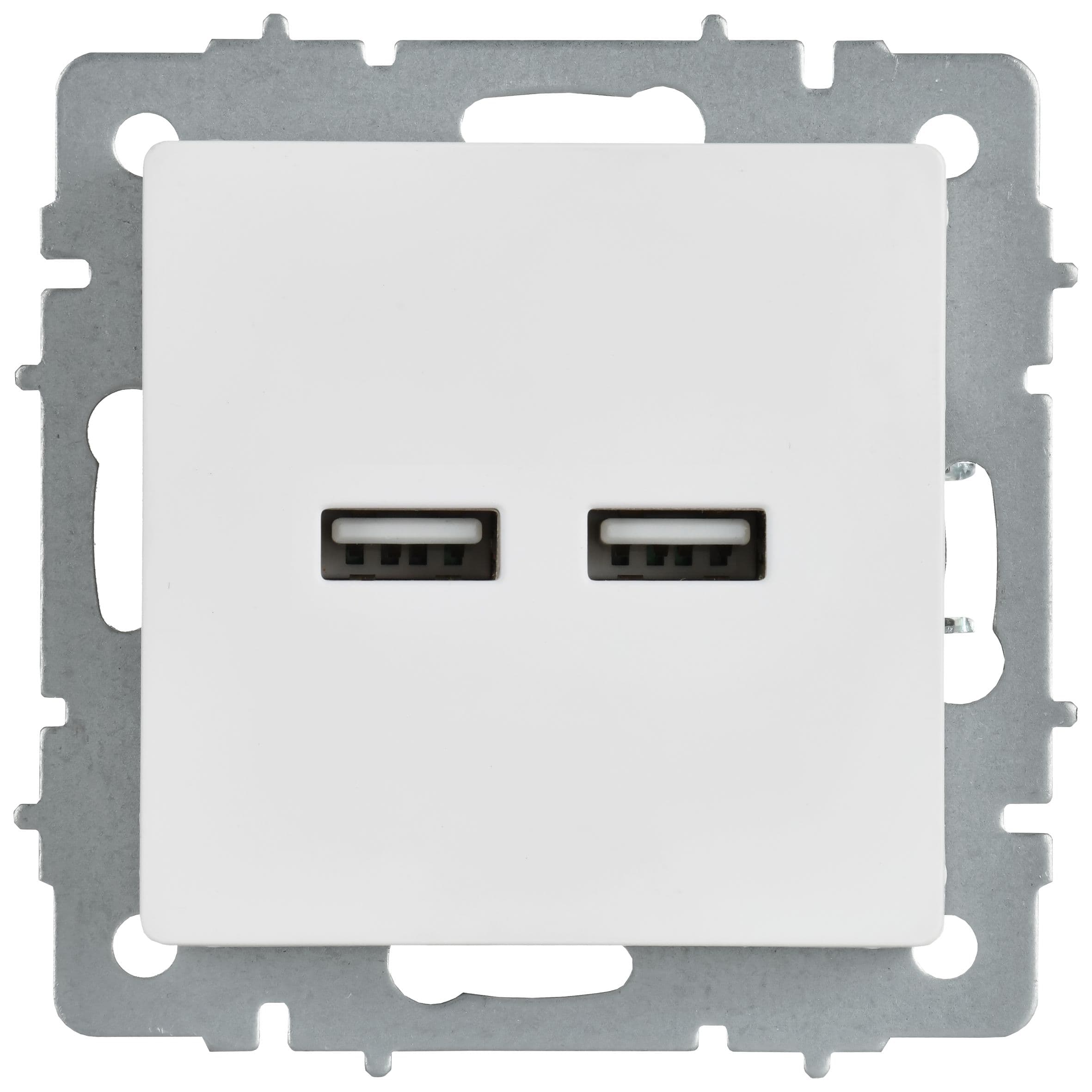 BRITE Розетка USB A+A 5В 3,1А РЮ10-1-БрАБ арктический белый