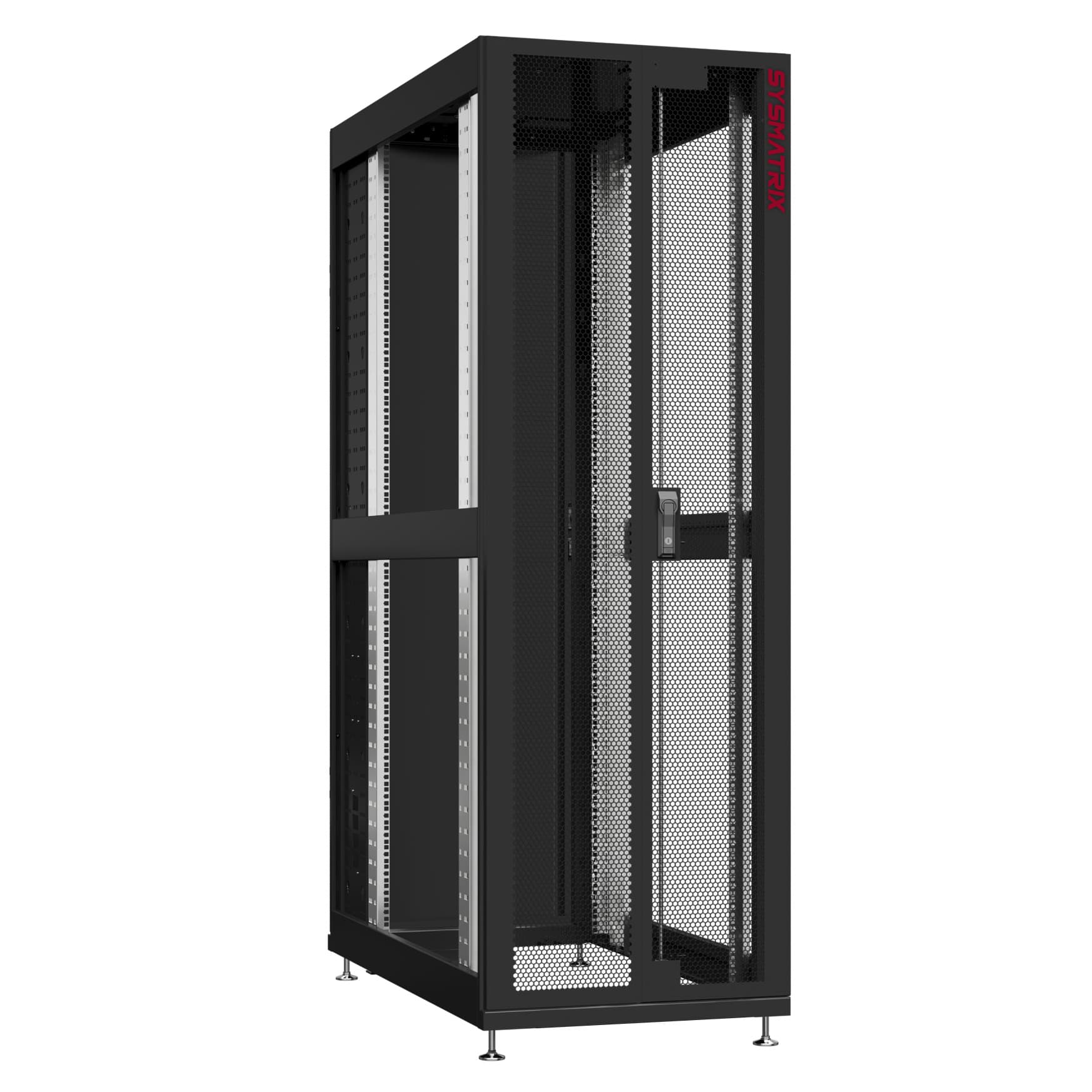 Шкаф серверный 48U 800х1070 передняя дверь: двустворчатая перфорированная IP20. задняя дверь: одностворчатая глухой металл IP51. боковые панели: без. цвет: черный RAL9005