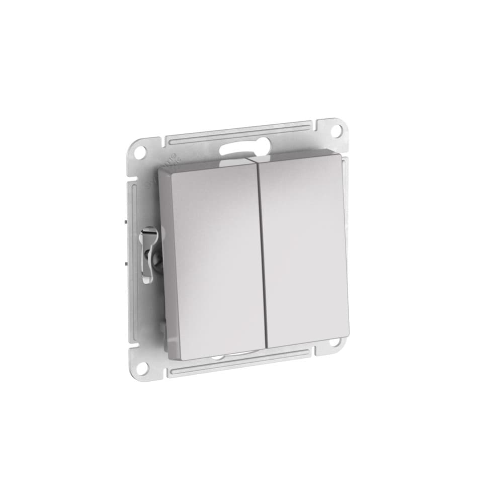ATLASDESIGN AQUA 2-клавишный ВЫКЛЮЧАТЕЛЬ IP44, с  х.5, 10АХ, быстрозажимные клеммы, АЛЮМИНИЙ