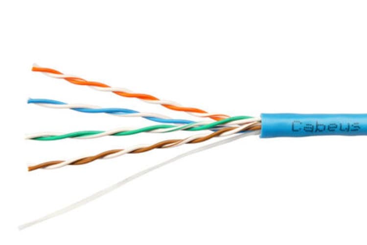 Витая пара UTP (U/UTP), категория 5e, 4 пары (24 AWG), одножильный, PVC нг(А)-LS, синий (50 м)