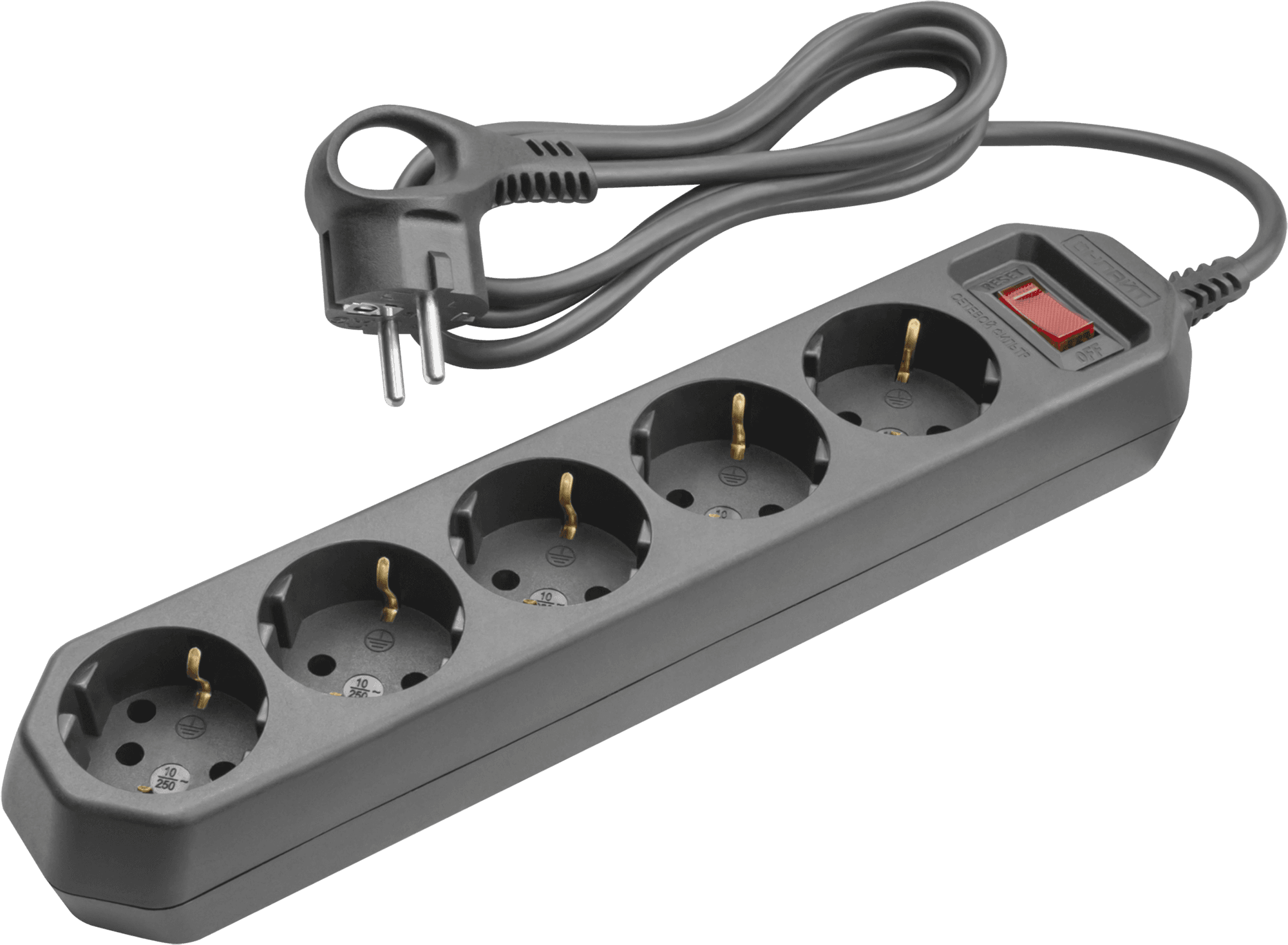 Сетевой фильтр OSP-05-180-ESC-3x0.75-BL 5 розеток 1,8м ПВС 3х0,75 2200Вт с заземлением с выключателем черный